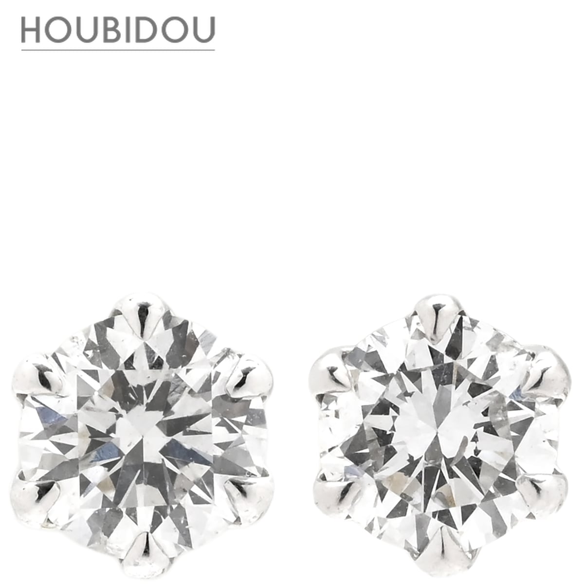 ピアス ダイヤモンド 0.309/0.305ct SI2 プラチナシルバー 1粒 1P ブリリアントカット プラチナ 両耳用 スタッド 【保証書】【中古】