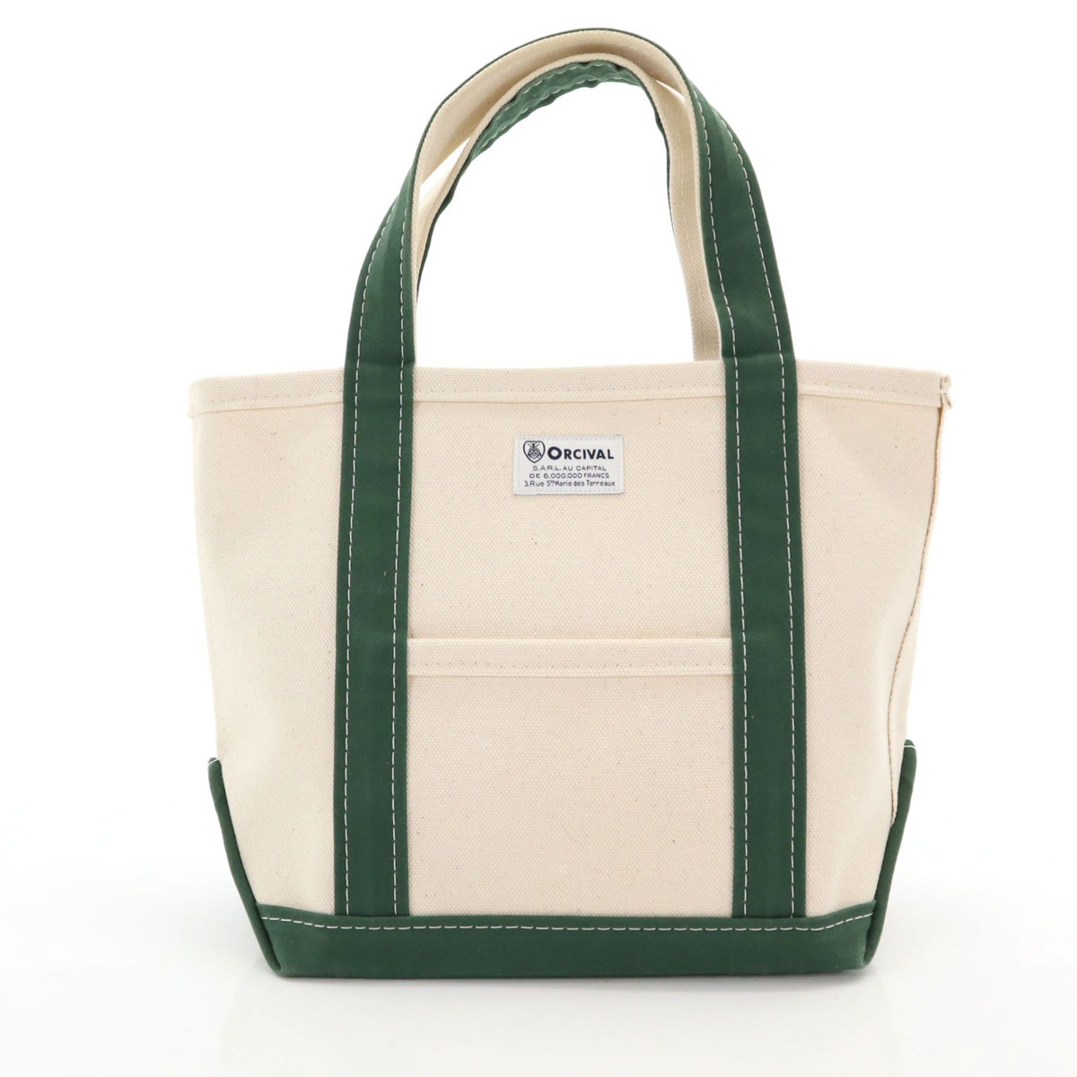 日本製 キャンバス トートバッグ 白×緑 レディース 古着