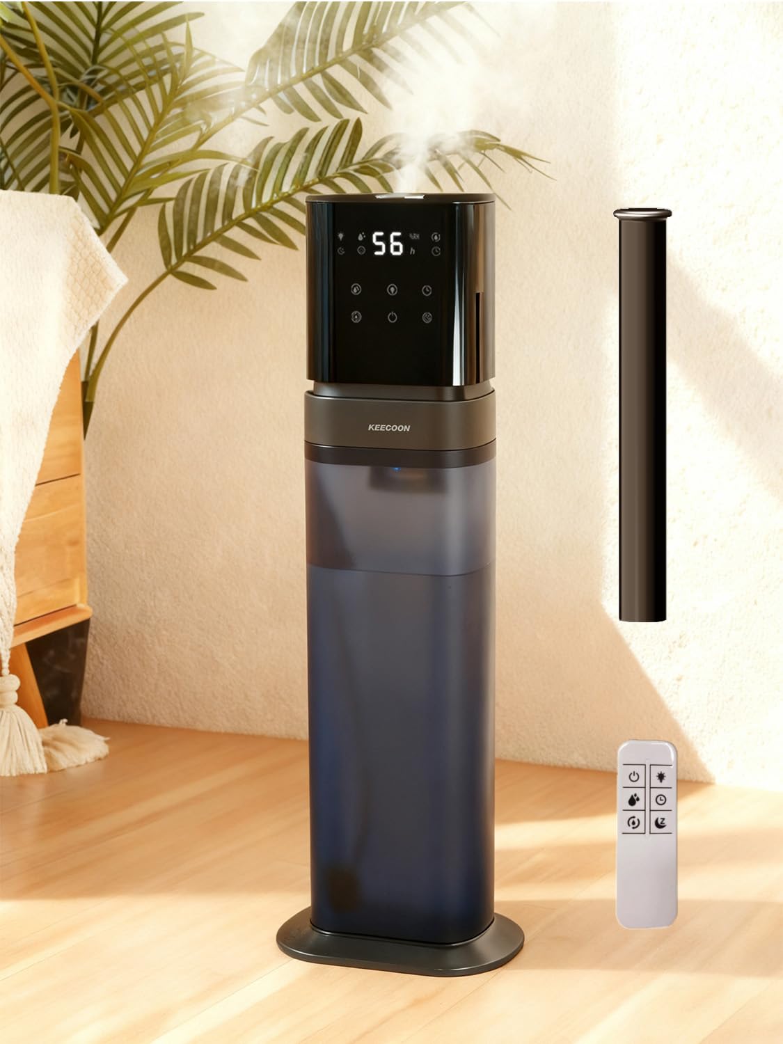 加湿器 大容量 8L 超音波式 業務用 【ESSEでも紹介され】 2025 透明タンク タワー型 業務用加湿器 大型 上から給水 4重除菌 アロマ 切れタイマー リモコン付き 静音 省エネ 三段階噴霧