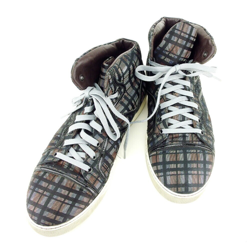 スニーカー シューズ 靴 チェック 10サイズ ハイカット ブラック ブラウン グレー 灰色系 中古 18,124円