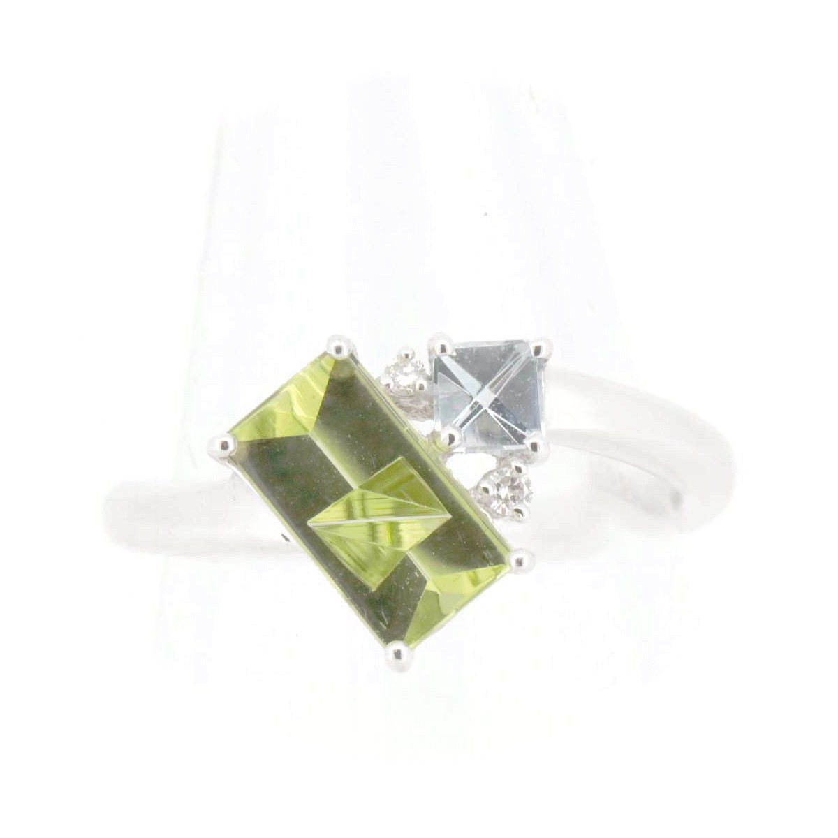 ムーンシュタイナー ペリトッド アクアマリン ダイヤ リング 指輪 12.5号 P1.23ct AQ0.13ct D0.01ct K18WG 質屋出品