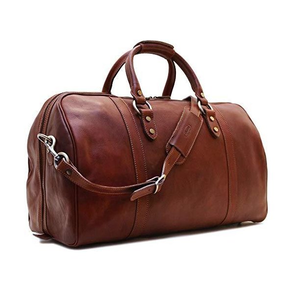 Floto Roma Cabin Bag Saddle Brown Italian Leather Weekender Duffle 並行輸入品