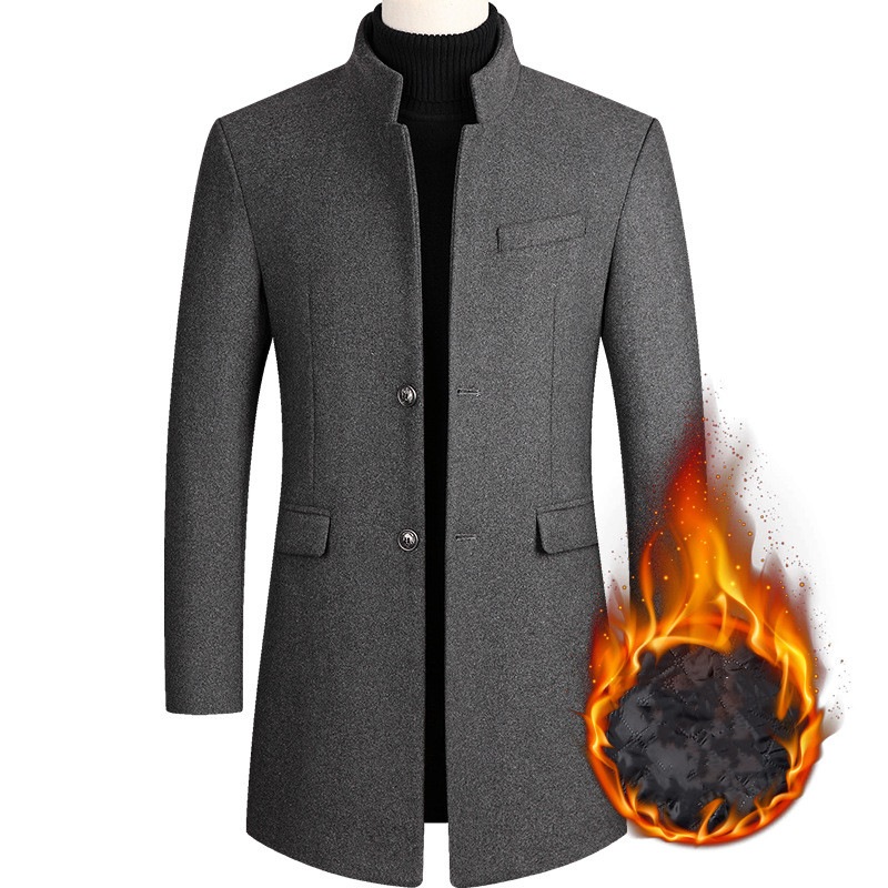 超人気 ビジネスコート メンズ ステンカラーコート 中綿入り ウールコート 暖かい 秋冬 40代 50代 黒 グレー 紳士服
