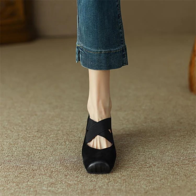 激安セール レトロ ミディアム バレエシューズ 交差する 大人気 スクエアトゥ 上品映え メアリージェンシューズ 個性