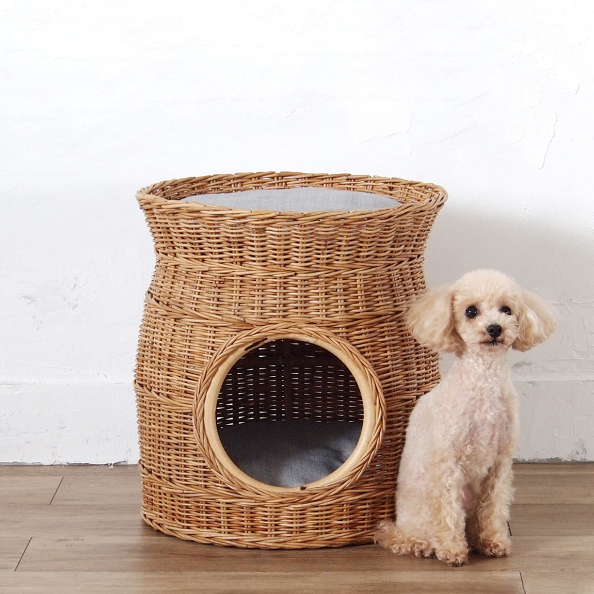 籐 ペットハウス 直径40cm クッション付 丸型 ラタン製 Natural rattan 猫ちぐら ペット専用 猫用 犬用 猫ハウス 犬ハウス ネコ ねこ 猫用品 猫グッズ イヌ いぬ