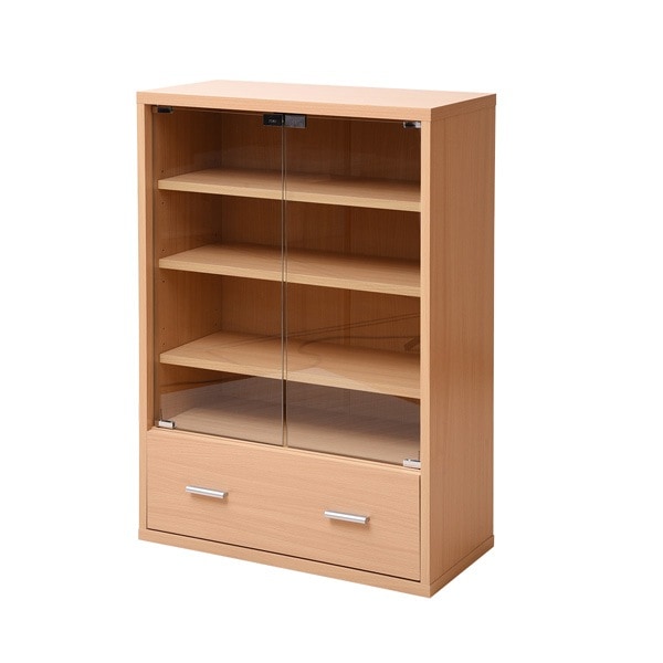 JKプラン ガラスキャビネット 引き出し 付き 幅60 奥行29 高さ90 ガラス扉 棚 収納 FR