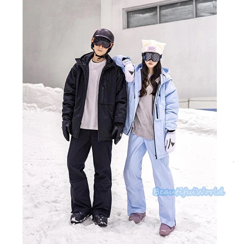 スノーボードウェア上下セットスキーウェアメンズレディースセットアップ男女兼用スノボウェアスノーボードジャケットパンツ撥水防風保温雪遊び暖かいH24
