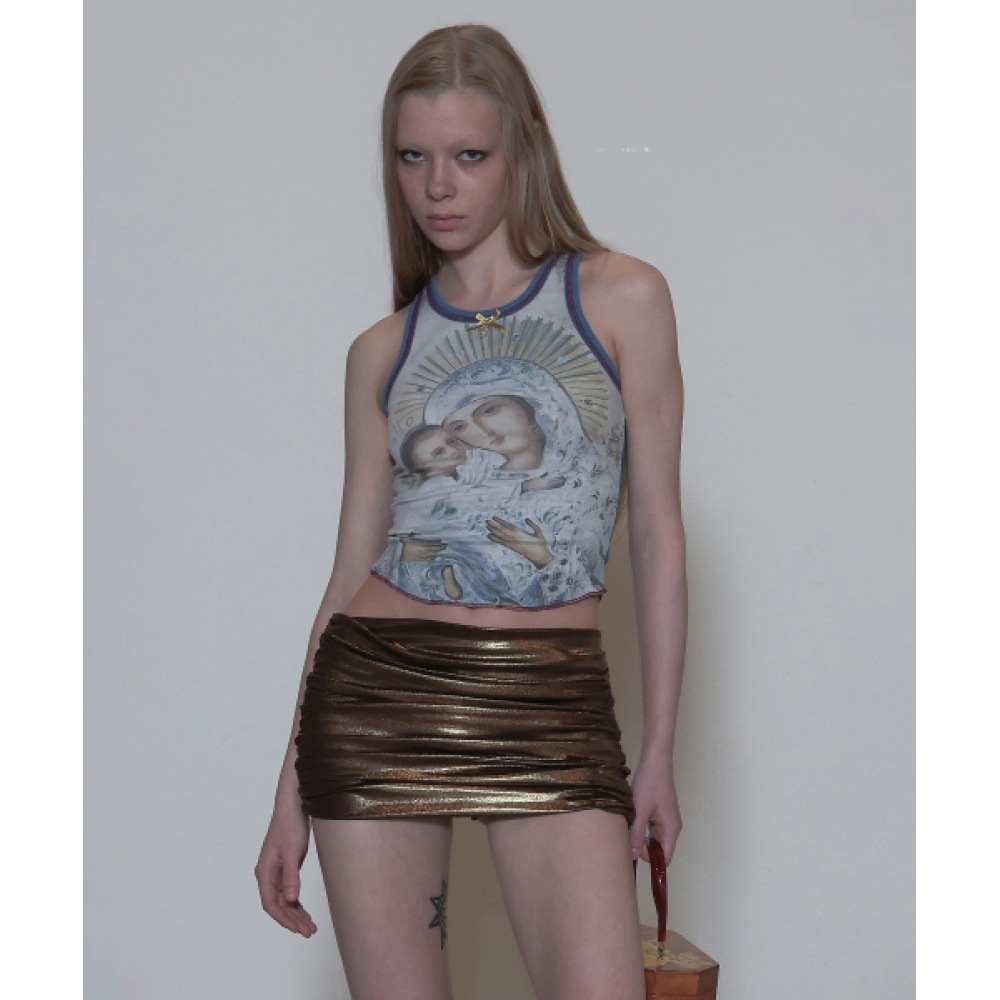 スカルプターマリアティアドロップタンクトップクリーム/ブルー