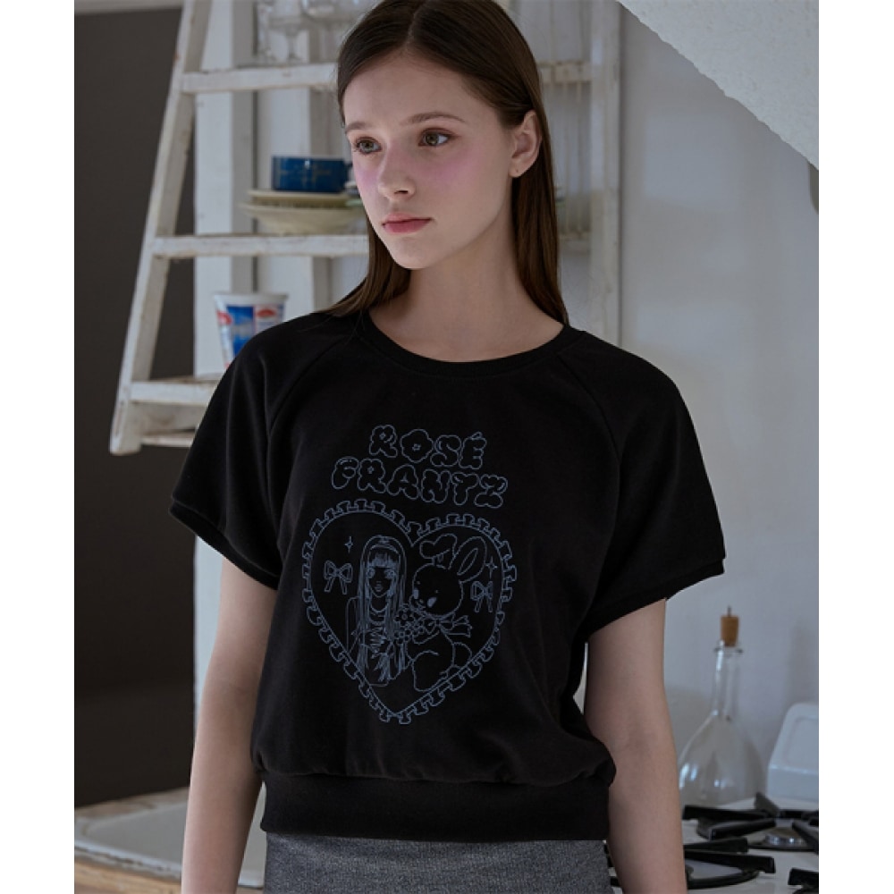 ローズフランツバービー&バニー Tシャツ [ブラック]