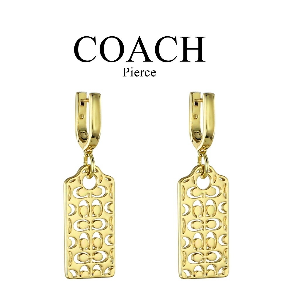 COACH コーチ ピアス レディース ゴールド フープピアス Cロゴ プレート 揺れる ブランド アクセサリー 上品 プレゼント 誕生日 記念日 女性 ギフト 517770GLD710 成人 卒業