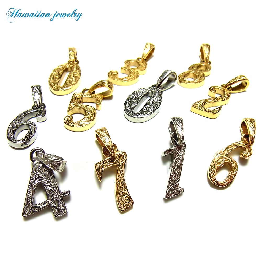 ハワイアンジュエリー ナンバー 数字 ネックレス レディース メンズ イエローゴールド シルバー