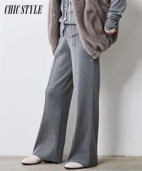 ロングパンツ ニットストレートパンツ 大きいサイズ有 シックスタイル