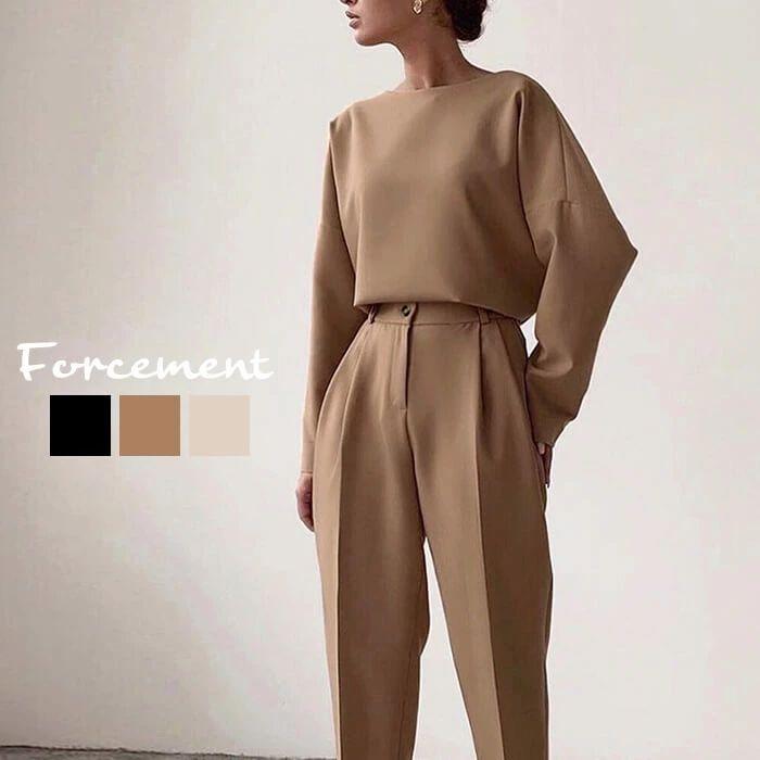 秋の新作 タイムセール シンプルな長袖ラウンドネックシャツ エレガント 大人っぽい オフィス きれいめ ヨーロッパ アメリカ 夏 夏服 韓国ファッション 2枚購入で200円OFF 5,178円