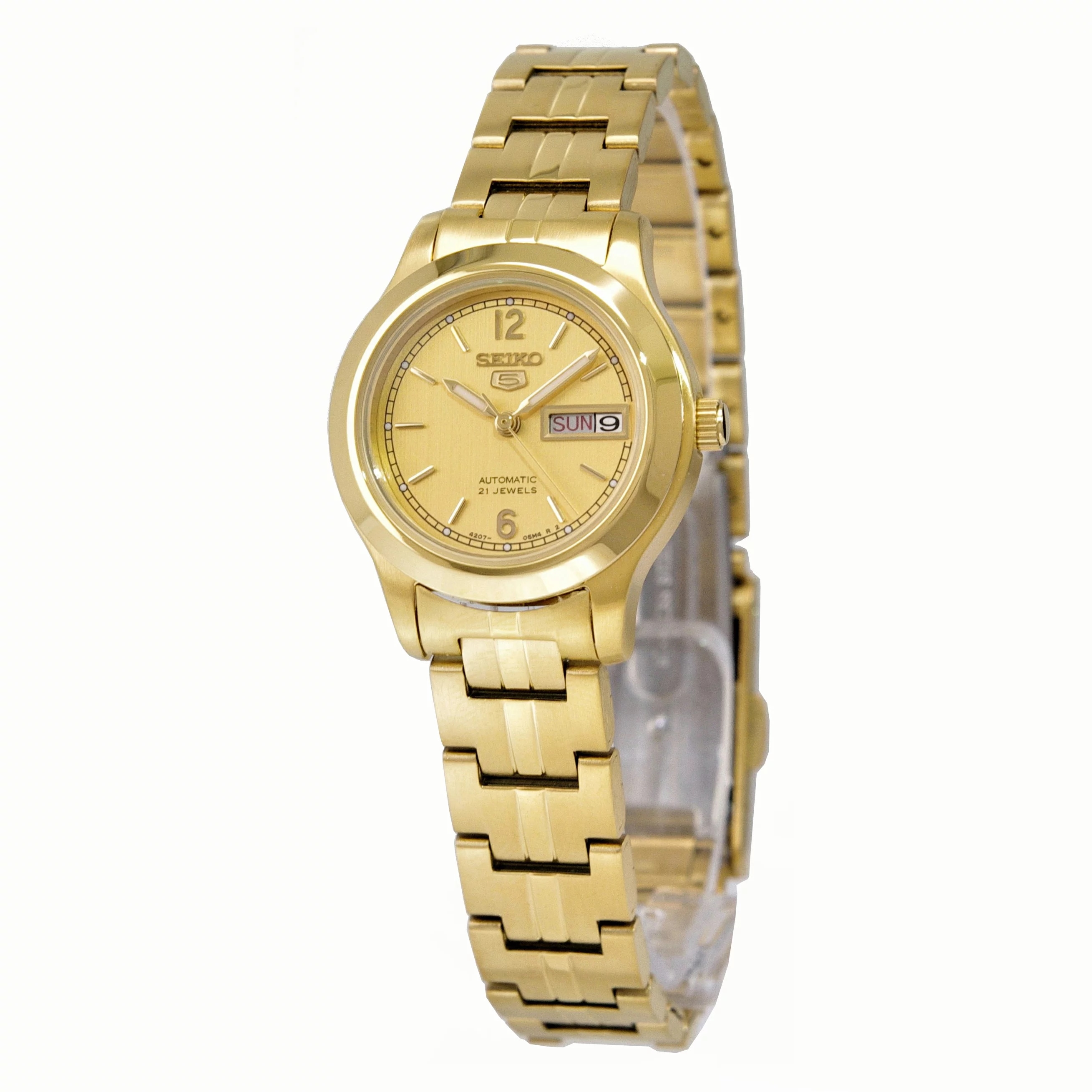 SEIKO5 機械式 自動巻き 手巻付 ゴールド 海外モデル レディース SYME02K1 腕時計