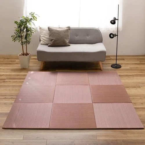【メーカー直送品】萩原 【12枚組】置き畳フラッタ 四季 約65×65×1.5cm レッド