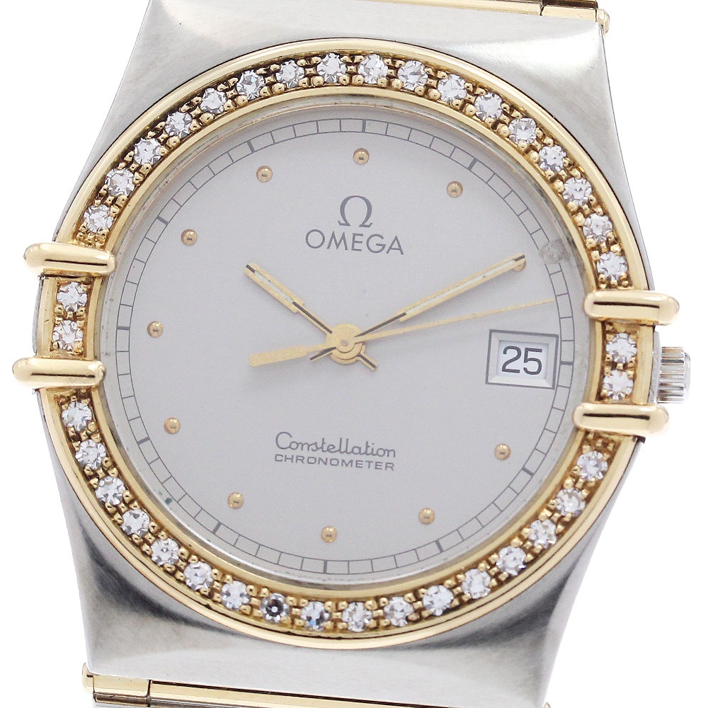 オメガ OMEGA コンステレーション デイト ダイヤベゼル フルバー クォーツ メンズ _951687【中古】