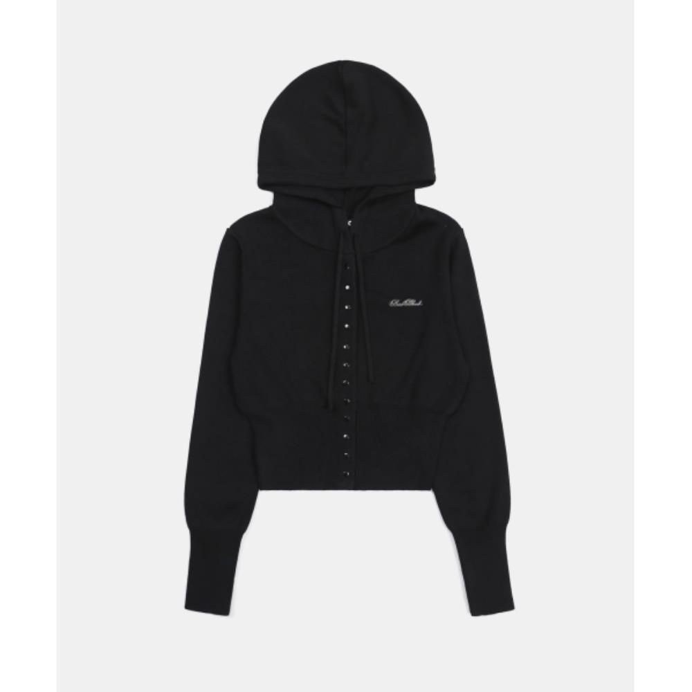 BADBLOOD Pure Classic Button-Up Hooded Cardigan Black w