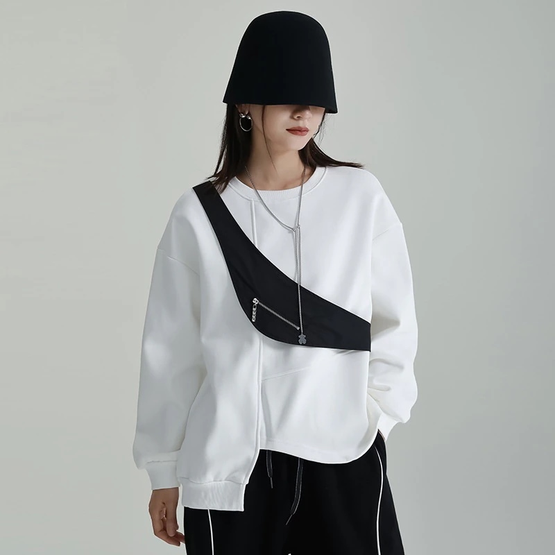 2024春夏不規則なガーディアンフリース裏起毛スウエットロングTシャツ大きいサイズ Tシャツ