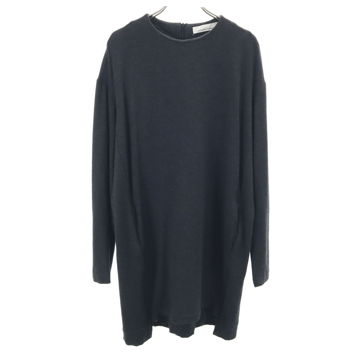 LIVIANA CONTI リビアナコンティ 長袖 天竺 ジャージー生地 チュニック 44 チャコールグレー レディース 古着