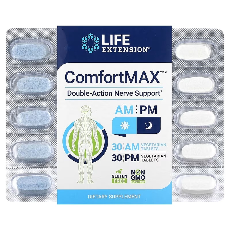 ComfortMAX（コンフォートマックス） ダブルアクションナーバスサポート 朝用＆夜用 植物性タブレット各30粒
