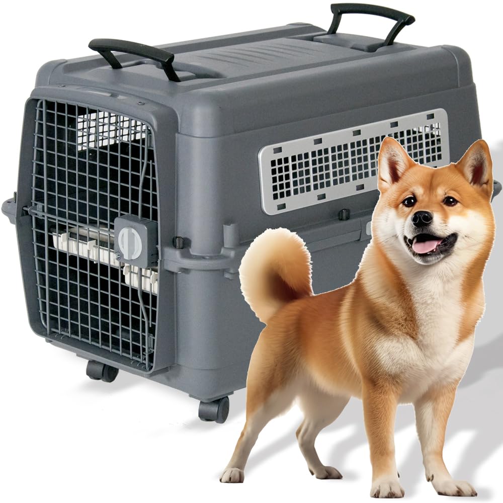 プチリュバン ペットキャリー キャスター付き PR70 中型犬用 大型犬用 IATA基準クリア クレート 20kgまで LLサイズ 奥行き70 x 幅52 x 高さ53cm 犬