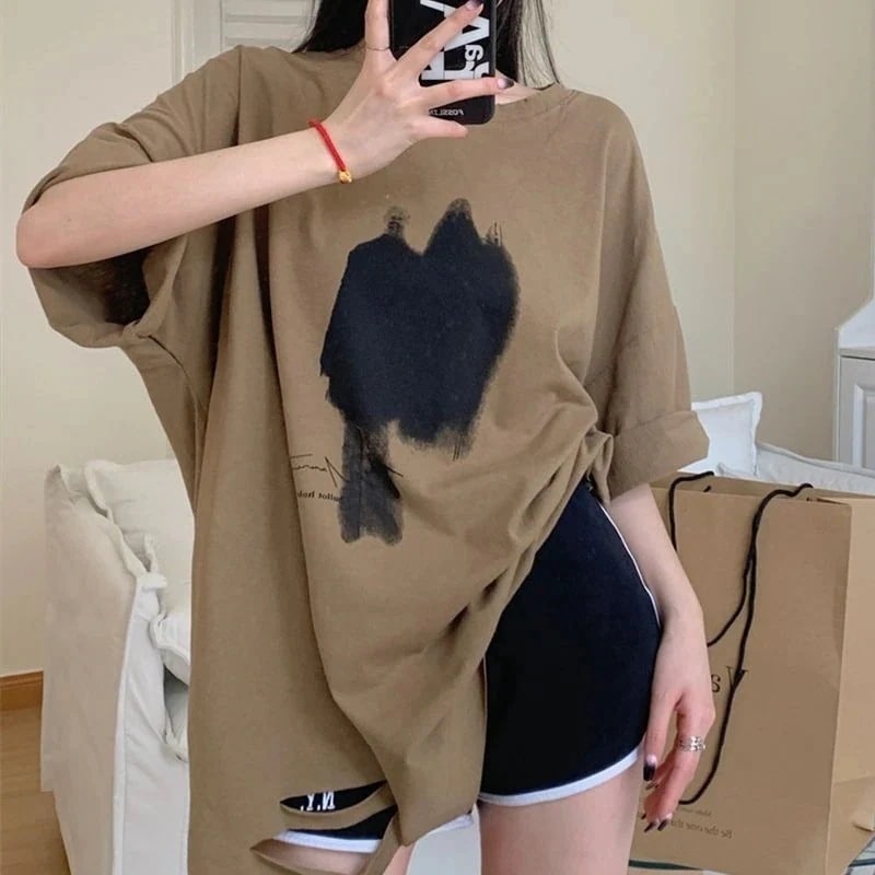 限定SALE!Tシャツ半袖 綿レディース トップス男女兼用 大きいサイズ 韓国ファッション 上着 コレクション アルファベットプリント半袖2298