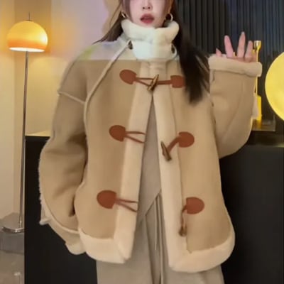 ブルゾン ジャケット秋冬 アウタ プードルファージャケットもこもこプードルボア風ふわふわファーコート2