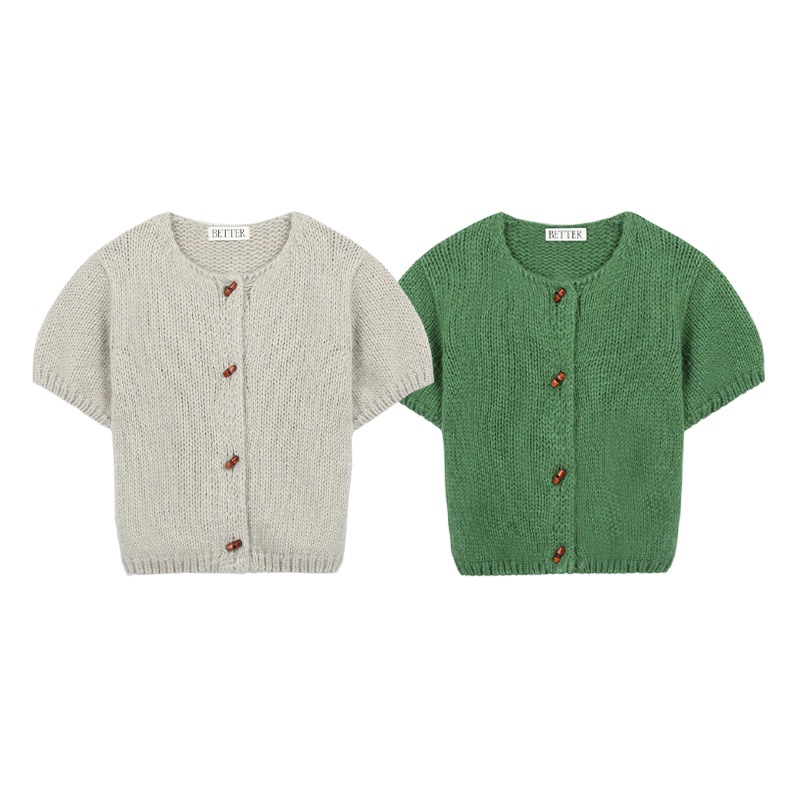 [TWICE ダヒョン 着用] [KNOWNBETTER] Toggle alpaca half sleeve cardigan 韓国 アイドル レディース 半袖 春 ニット おしゃれ