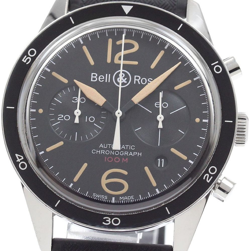 ベル＆ロス Bell＆Ross BR126-94-SP ヴィンテージ オフィサー ブラック デイト クロノグラフ 自動巻き メンズ _944878【中古】