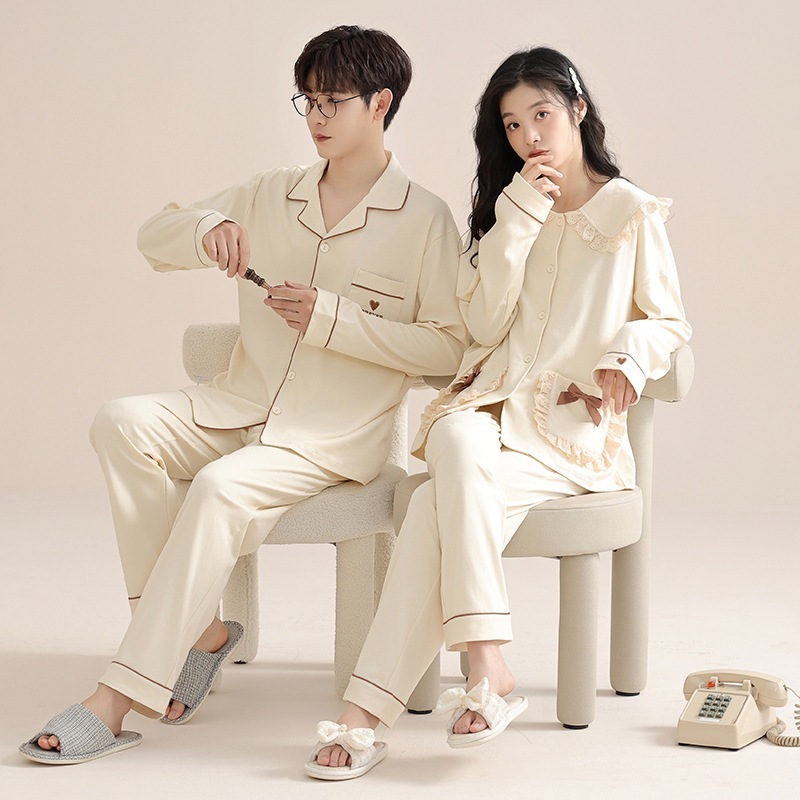 カップルパジャマ レディース 春秋 メンズ 純綿 プラスサイズ アウターとしても着用可能 クマ柄 夏冬ホームウェアセット