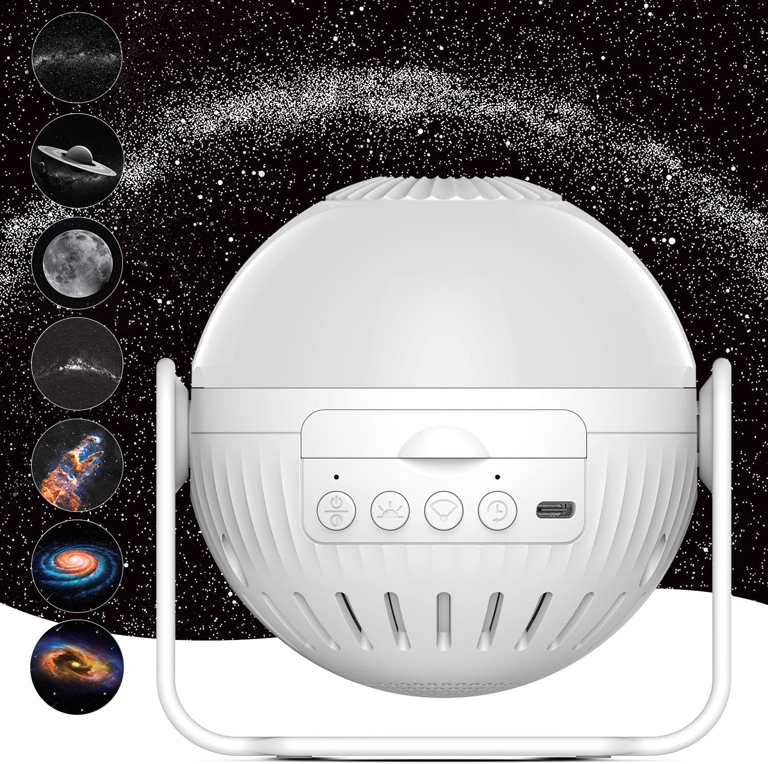 プラネタリウム 家庭用 人気 本格的 銀河 月 星雲 創生の柱 HDズーム星空ライト 7種類映画フィルム スタープロジェクターライト ベッドサイドランプ タイマー機能付き 輝度調整 89551
