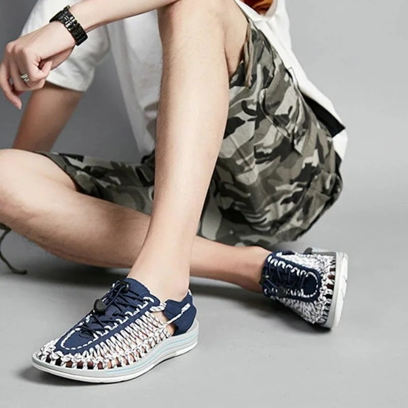 サンダルメンズ ローマ風サンダル 大きいサイズ ビーチ 織り カジュアル ワイルド 楽ちん 歩きやす