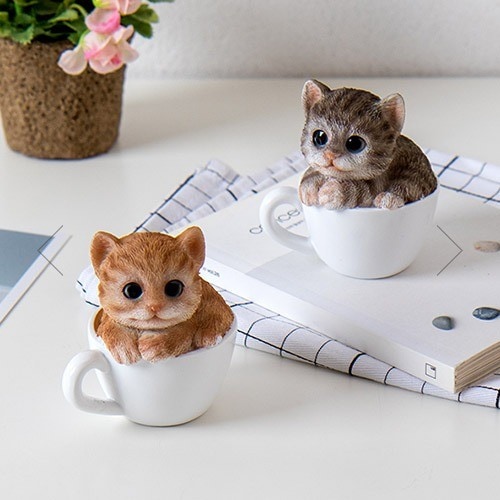 かわいい ミニカップ 猫 2color (1set) interior goods