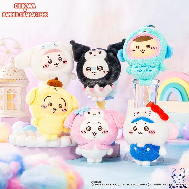 M I N I S O名創優品 ちいかわ x サンリオ キャラクターズ ソフトラバープラッシュキーホルダー人形ギフト