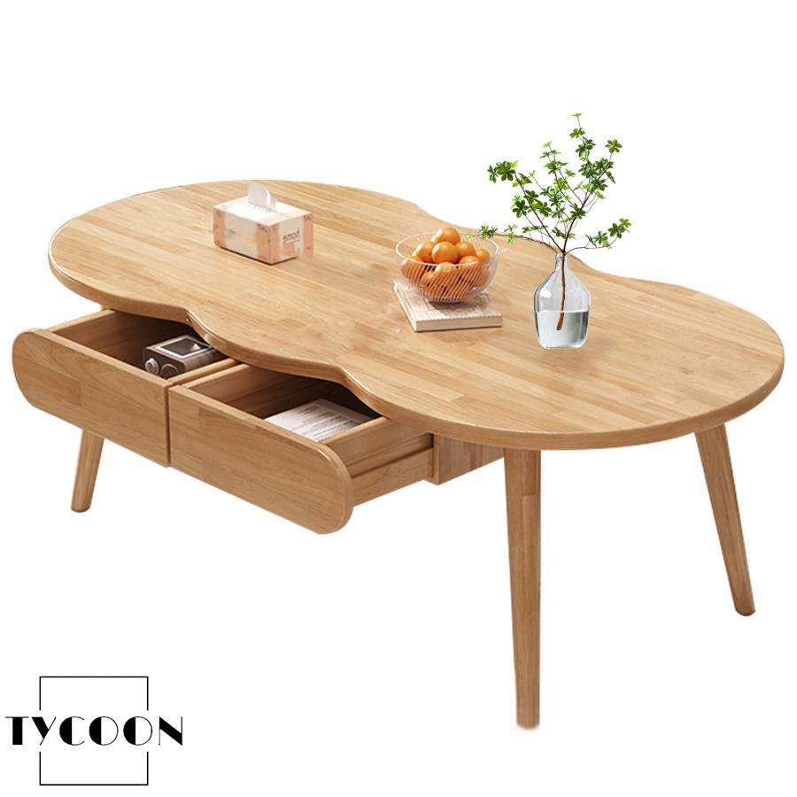 ローテーブル センターテーブル 収納付き 木製 しまうテーブル 幅120×奥行60×高さ45cm 雲の形のコーヒーテーブル リビング テーブル 引き出し付き 一人暮らし