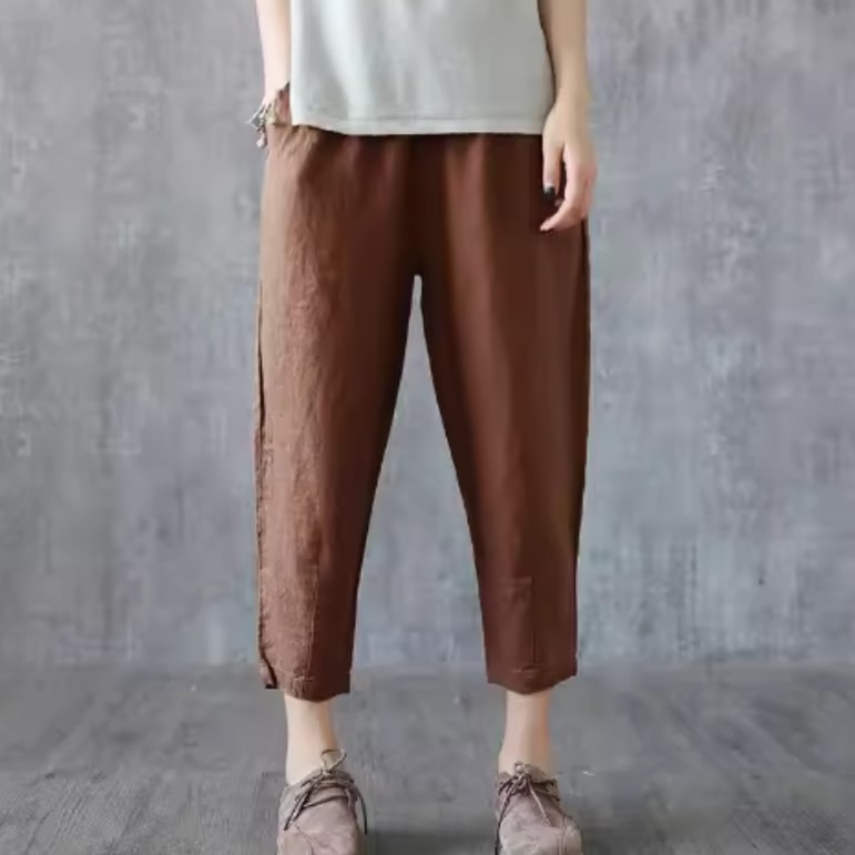 レディース パンツ ボトムス ハーレムパンツ ルーズリネンパンツ ロングパンツ ロング 9分丈 ワイド ポケット ハイウエスト ウエストゴム 薄手 かわいい 大人可愛い きれいめ シンプル カジュアル