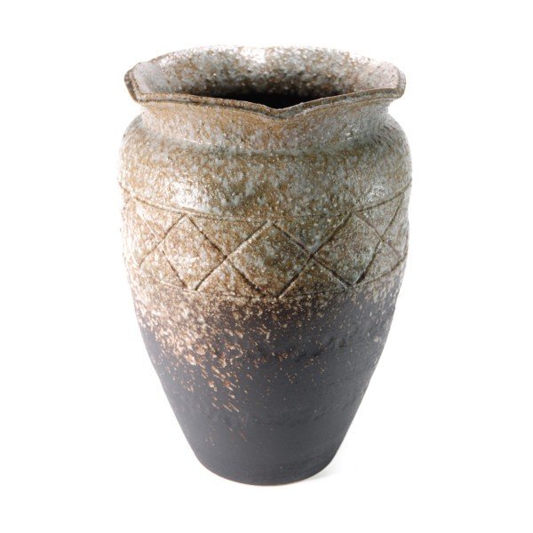 古窯変織部流し壺型花瓶 18号　（信楽焼陶器花瓶花入れ花器）