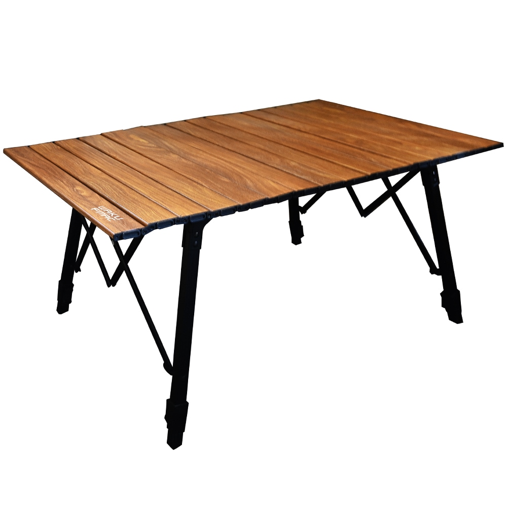 アウトドアテーブル キャンプテーブル ロールテーブル ソロ キャンプ アウトドア ロー テーブル 木目 軽量 コンパクト 折りたたみ BBQ エボニー木材風