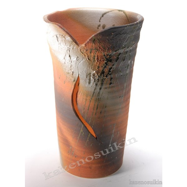 火色灰釉流し傘立 （信楽焼き陶器傘立梅雨玄関収納M）
