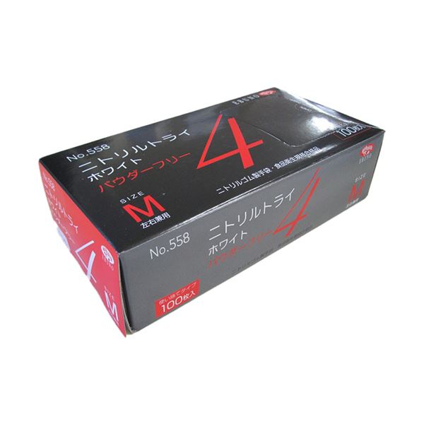 （まとめ） エブノニトリルトライ4 ホワイト パウダーフリー M No-558 1箱（100枚） [x5セット]