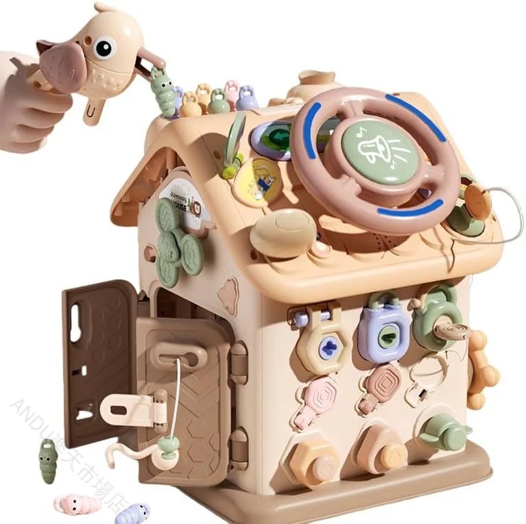 新品大人気ビジーハウス 知育玩具 早期教育 集中力トレーニング 指先発達 1歳 2歳 3歳 誕生日プレゼント 男の子 女の子 発光ノック 知育ボード ロック解除 子どもの教育 モンテッソーリ 発達支援