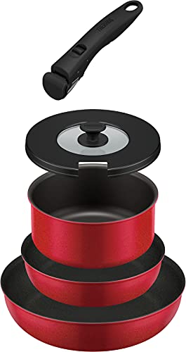 デュラブルシリーズ 取っ手のとれるフライパン 5点セットAB IH対応 レッド KSA-5B R