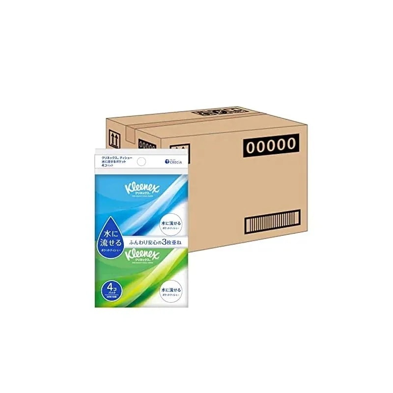 即納ケース販売 クリネックス 水に流せる ポケットティ 3枚重ね 30枚 (10組) 4個パック 40パック入り