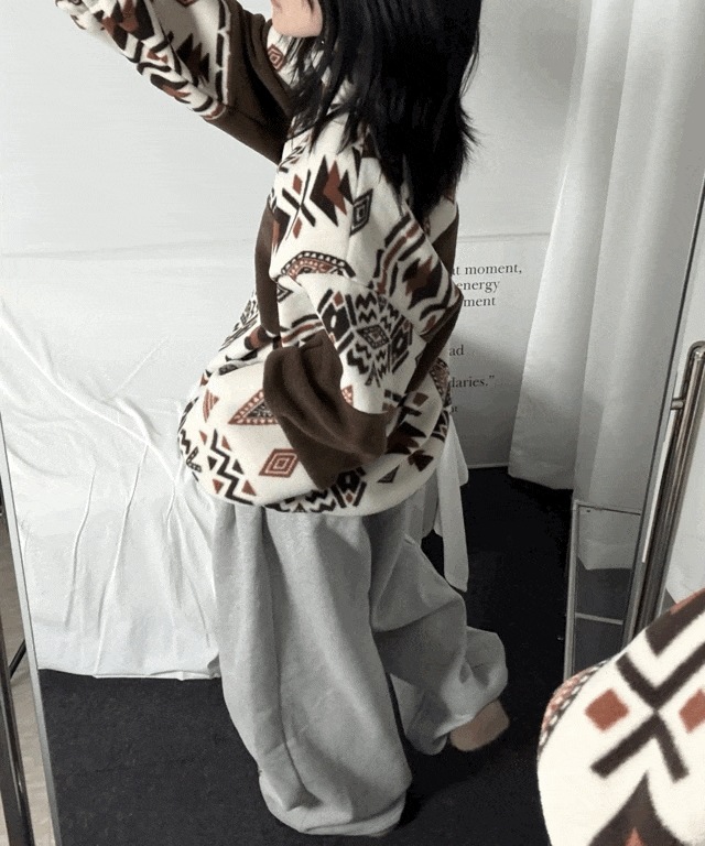 [韓国制作/ウール/3color] インカ ウール ボア フリース オーバーフィット 半ジップアップ [冬マンツーマン/ボア/クリスマス/男女共用]