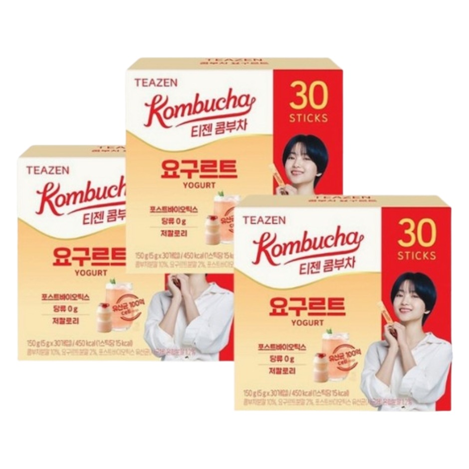 コンブチャ 乳酸菌飲料味 30スティック X3 ボックス / 티젠 콤부차 요구르트 90T / 低カロリー/ゼロシュガー/コンブチャ/乳酸菌/簡単スティックタイプ/健康飲料