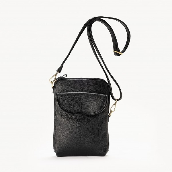 小田清 豊岡工房 スマホが触れる牛革ショルダーバッグ ブラック 429701