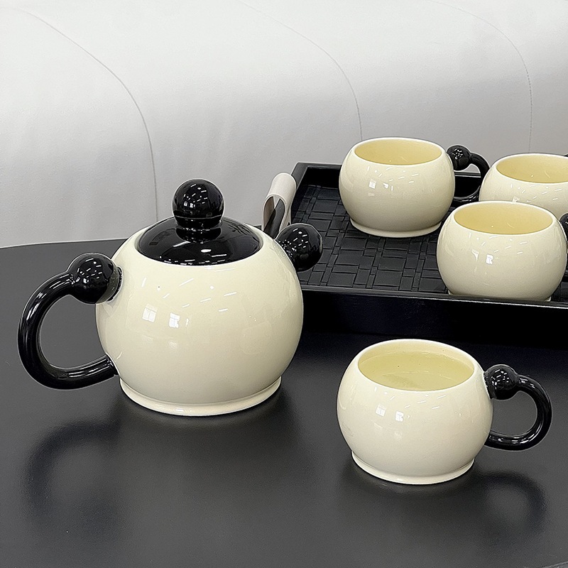 北欧ins円形セラミック水具セット家庭用シンプルクリーム風ベルトトレイポット水筒水筒セット