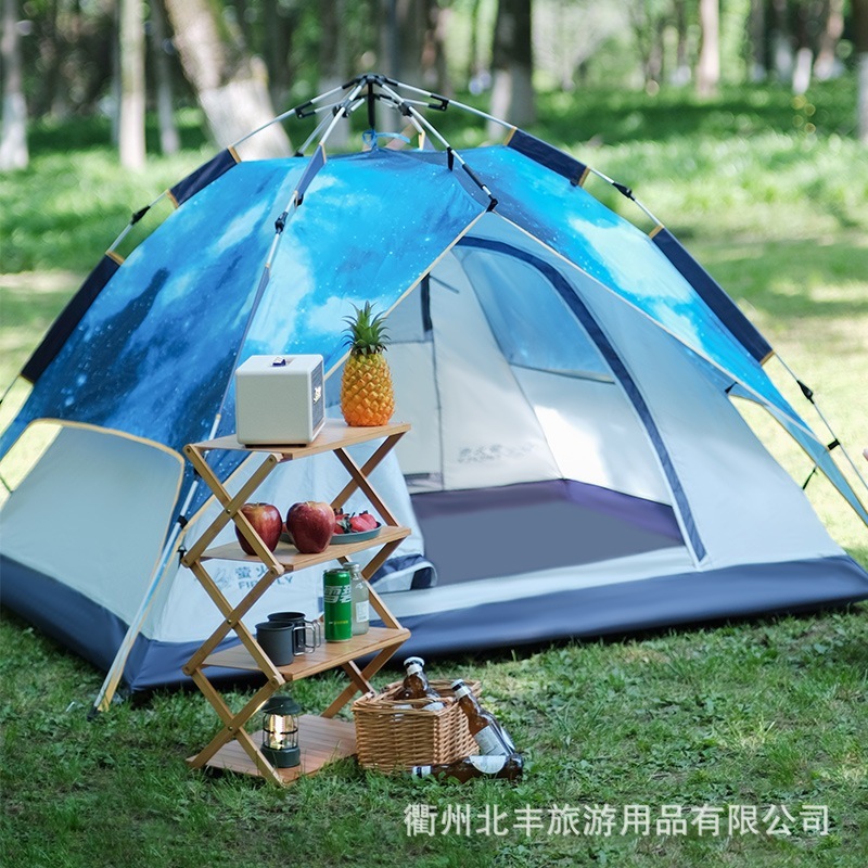 ファイアフライ アウトドア 全自動ポップアップテント 油圧二重層 3-4人用 防雨 アウトドア キャンプ