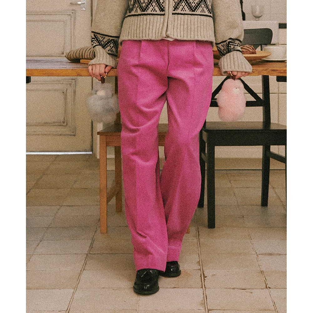 RONRON ピンタックコーデュロイパンツ パープル