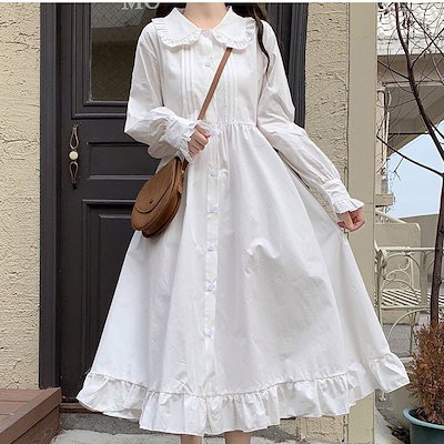 Qoo10] ワンピース 2024新学院風白ワンピース : レディース服